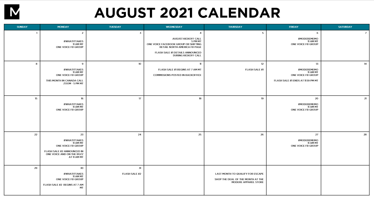 August 2021 Calendar – Shifting Retail